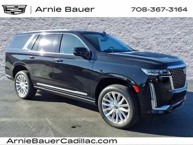 2024 Cadillac Escalade Premium Luxury in Black Raven — front three-quarter view