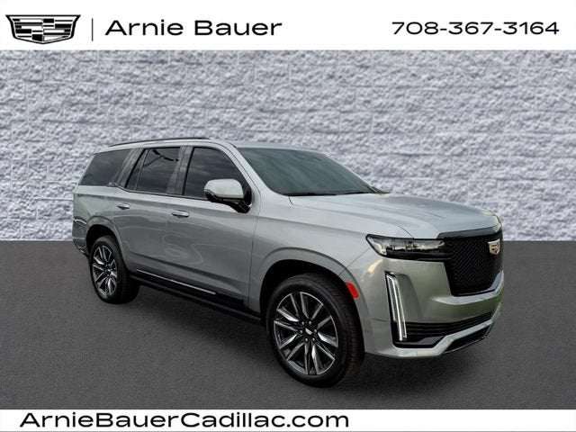 2024 Cadillac Escalade Sport in Argent Silver Metallic — front three-quarter view