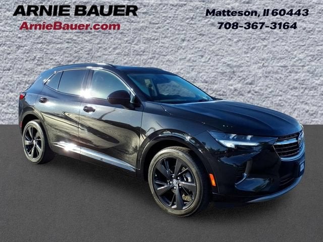 2023 Buick Envision Essence in Ebony Twilight Metallic — front three-quarter view